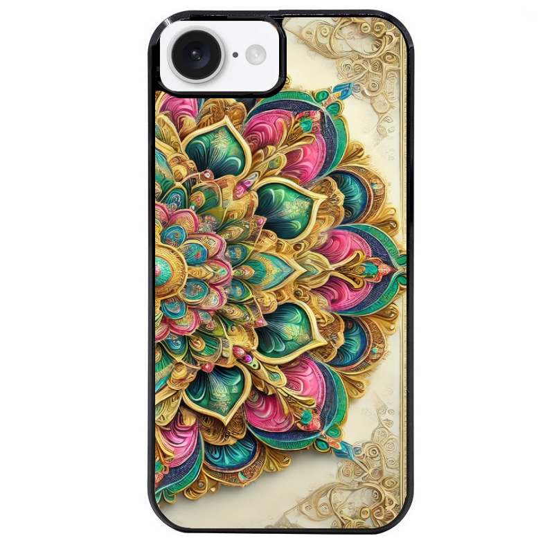 Coque noire taperso pour Iphone 17 17E AIR MAX PRO avec motif mandala 3 protection antichoc personnalisée