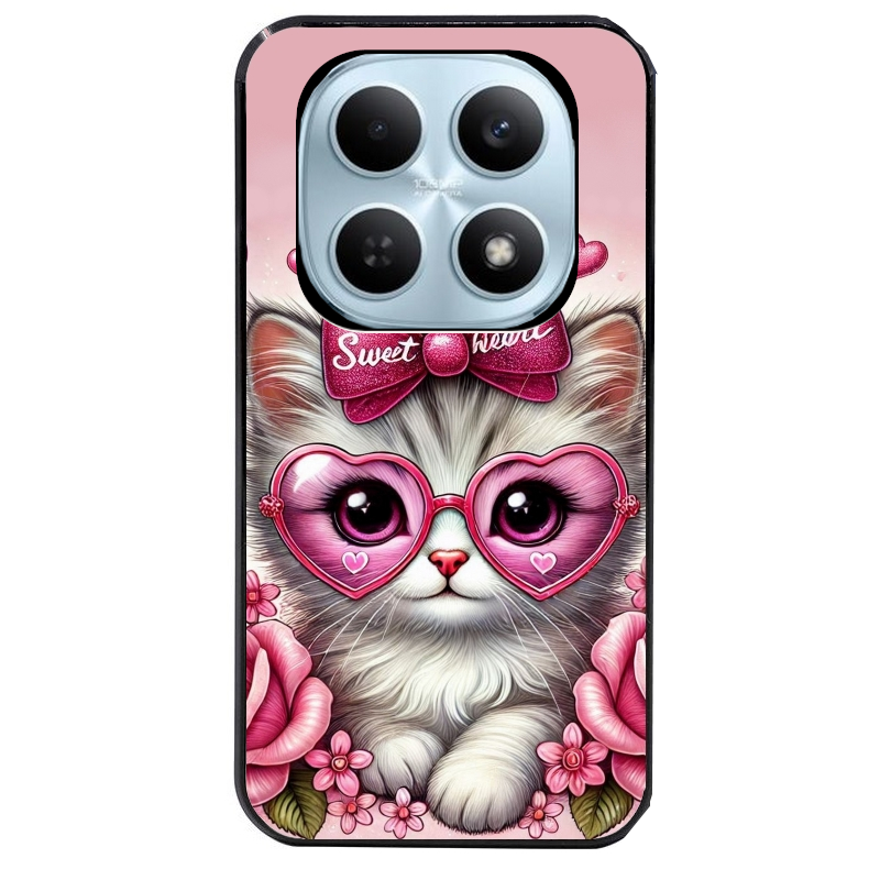Coque noire taperso pour POCO M8 5G et PRO 5G avec motif chat lunettes protection antichoc personnalisée
