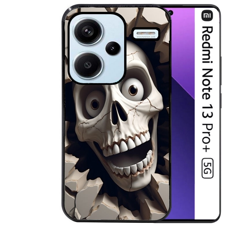 Coque noire taperso pour Redmi Note 13 PRO PLUS 5G avec motif tete de mort smile protection antichoc personnalisée