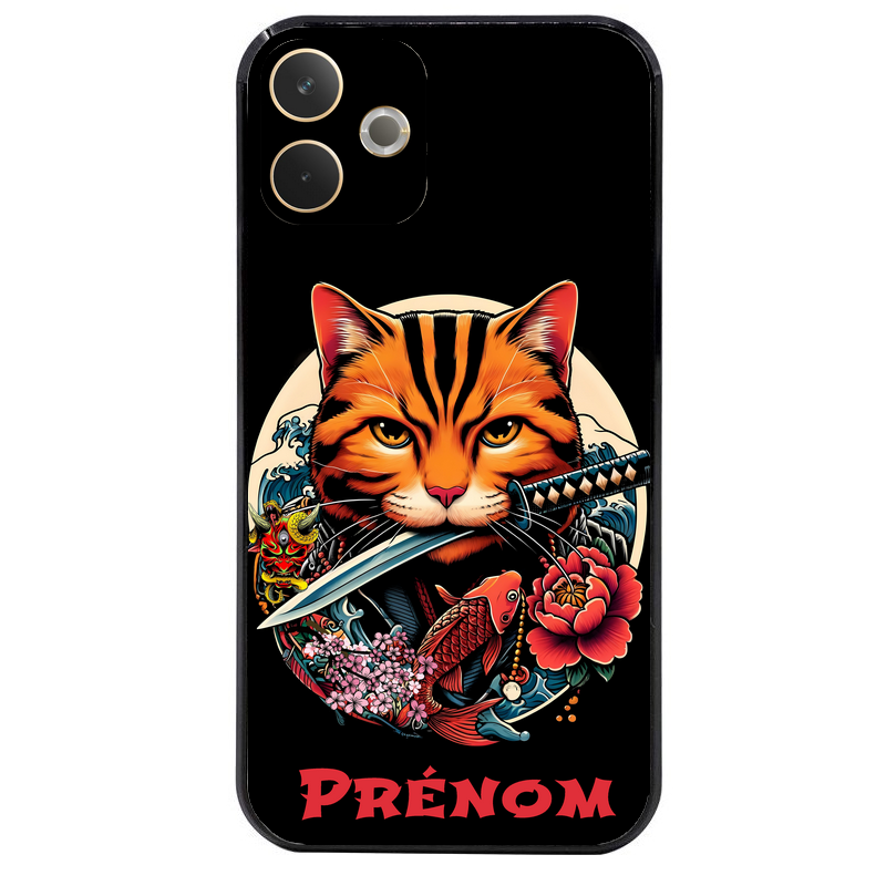 Coque noire taperso pour OPPO A5 PRO 4G et 5G avec motif chat carpe koii japan personnalise protection antichoc personnalisée