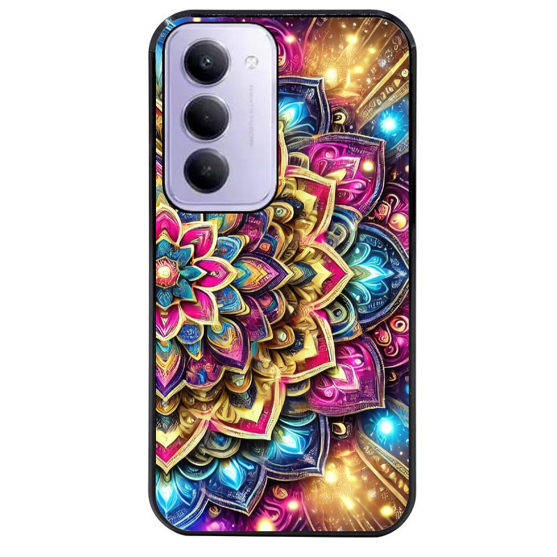 Coque noire taperso pour Redmi 15 4G et 5G avec motif mandala 2 protection antichoc personnalisée