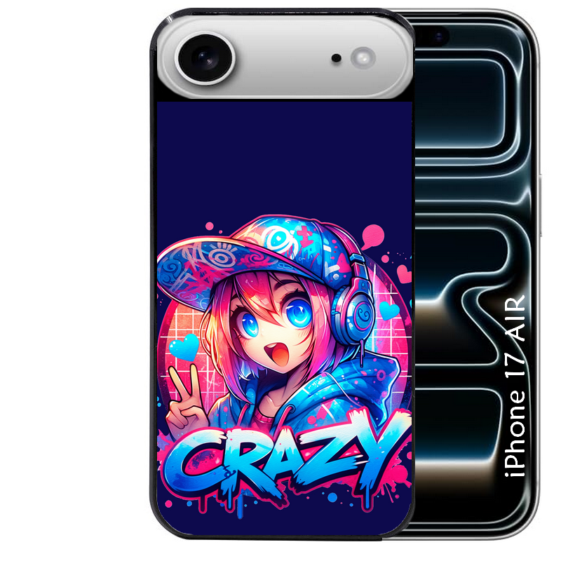 Coque noire taperso pour Iphone 17 17E AIR MAX PRO avec motif anime crazy protection antichoc personnalisée