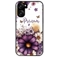 Coque noire taperso pour OnePlus Nord CE5 avec motif fleur violette personnalisee protection antichoc personnalisée