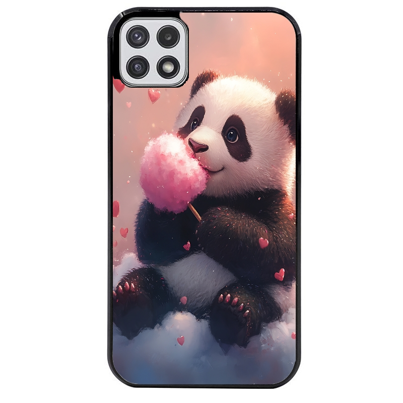 Coque noire taperso pour galaxy A22 A32 A52 A52S 4G 5G  avec motif panda bonbon protection antichoc personnalisée