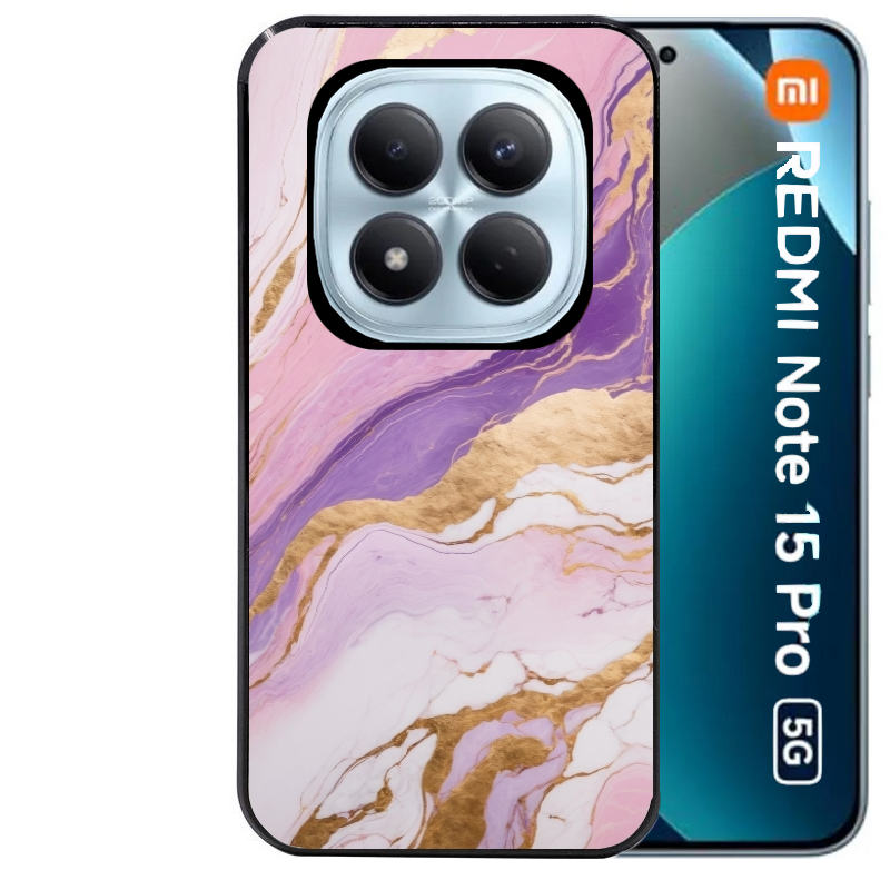 Coque noire taperso pour Redmi Note 15 et PRO PLUS 4G 5G avec motif marbre violet protection antichoc personnalisée