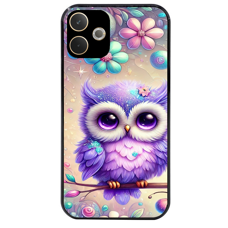 Coque noire taperso pour OPPO A5 PRO 4G et 5G avec motif chouette violette protection antichoc personnalisée