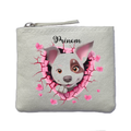 Porte monnaie personnalisé chien mignon ivoire en feutrine en feutrine ivoire