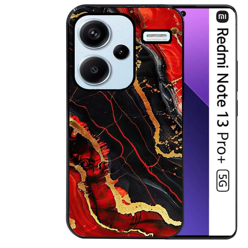 Coque noire taperso pour Redmi Note 13 PRO PLUS 5G avec motif marbre rouge protection antichoc personnalisée