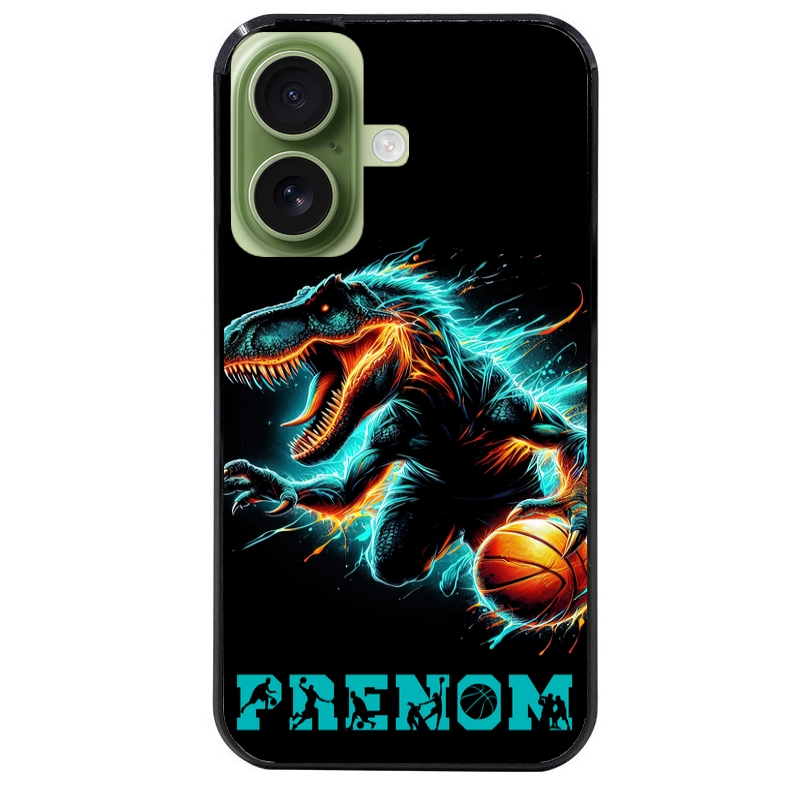 Coque noire taperso pour Iphone 17 17E AIR MAX PRO avec motif basket et dino personnalisee protection antichoc personnalisée