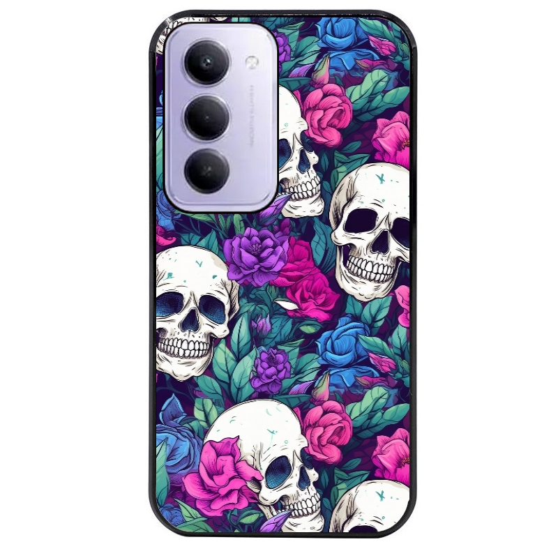 Coque noire taperso pour Redmi 15 4G et 5G avec motif tete de mort violet protection antichoc personnalisée
