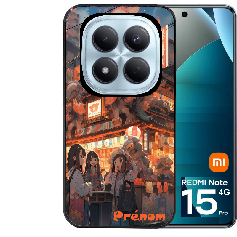 Coque noire taperso pour Redmi Note 15 et PRO PLUS 4G 5G avec motif anime street japan personnalise protection antichoc personnalisée