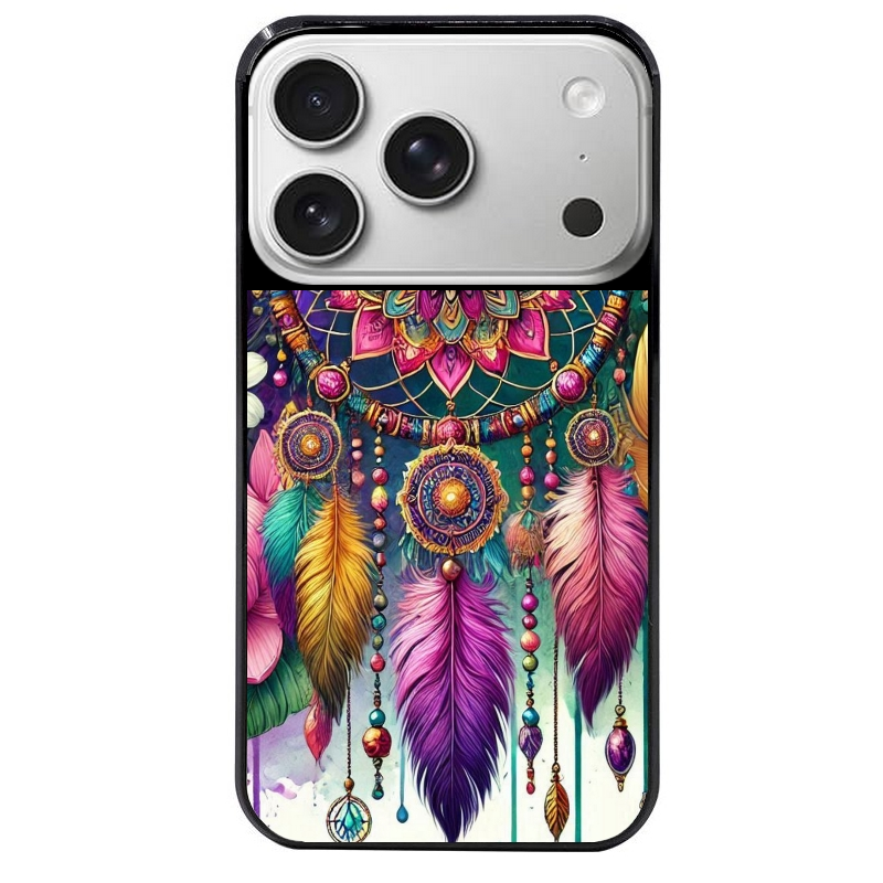Coque noire taperso pour Iphone 17 17E AIR MAX PRO avec motif dreamcatcher et mandala protection antichoc personnalisée