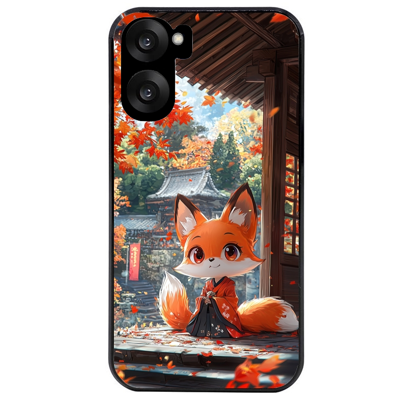 Coque noire taperso pour OnePlus Nord CE5 avec motif renard et fox anime protection antichoc personnalisée
