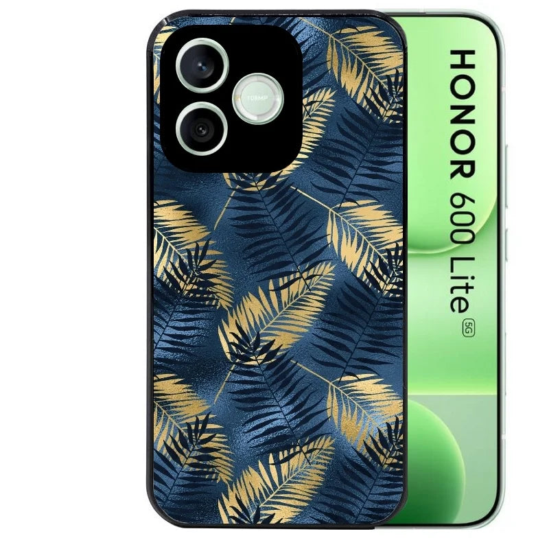 Coque noire pour Honor 600 LITE avec motif palmier bleu protection antichoc personnalisée