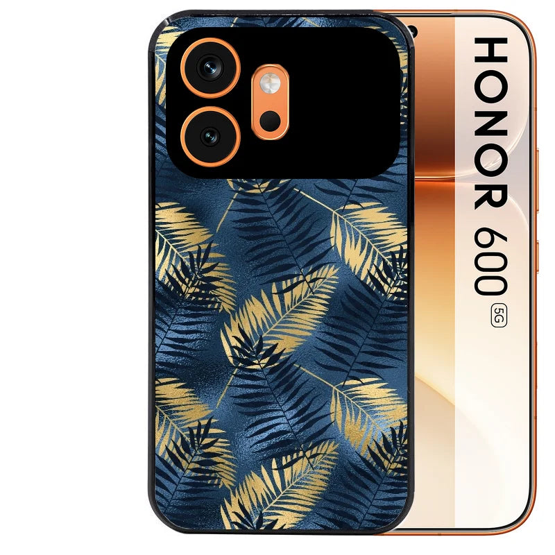 Coque noire taperso pour Honor 600 et 600 PRO avec motif palmier bleu protection antichoc personnalisée