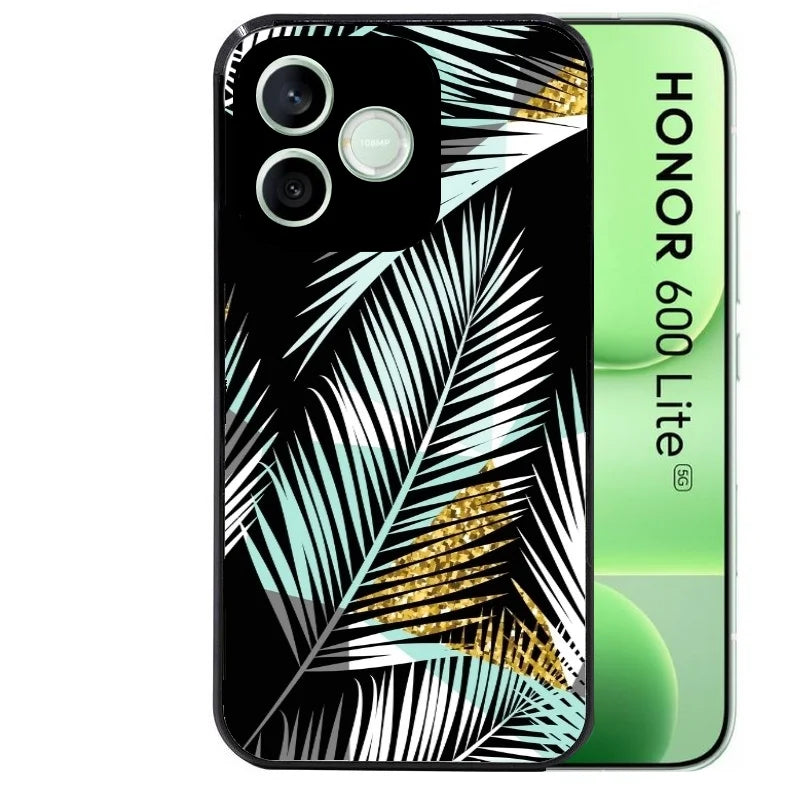 Coque noire pour Honor 600 LITE avec motif palmier noir protection antichoc personnalisée