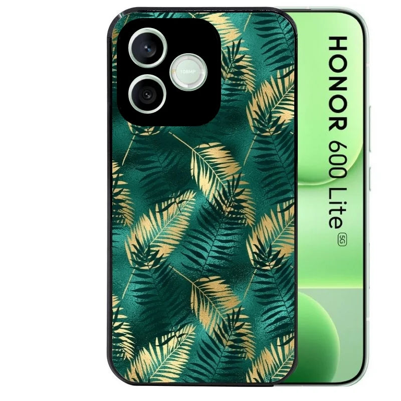 Coque noire pour Honor 600 LITE avec motif palmier vert protection antichoc personnalisée