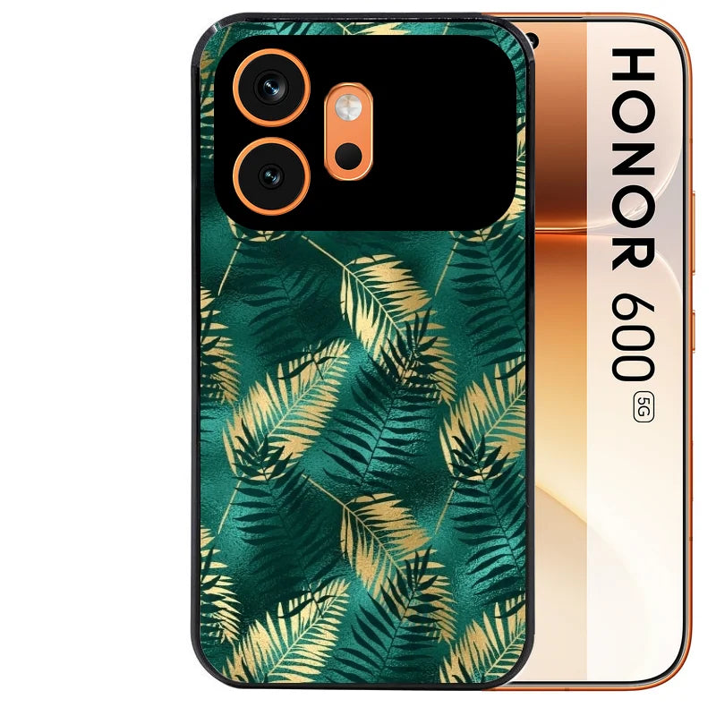 Coque noire taperso pour Honor 600 et 600 PRO avec motif palmier vert protection antichoc personnalisée