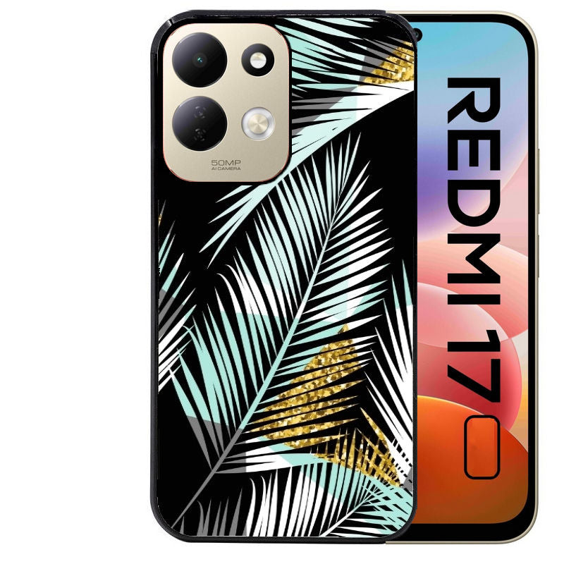 Coque pour Redmi 17 et 17C 4G 5G palmier noir