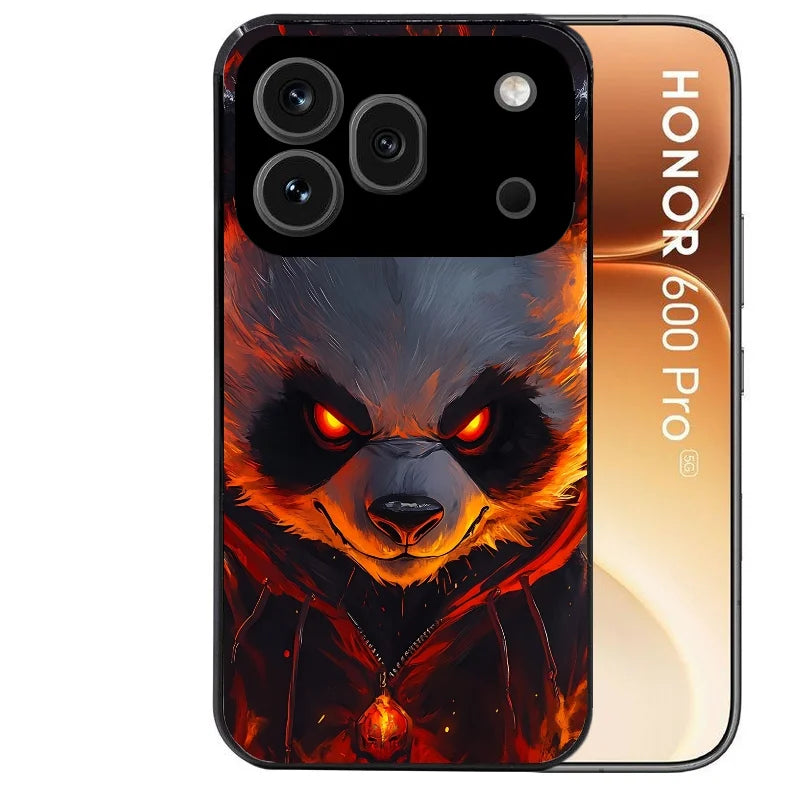 Coque noire taperso pour Honor 600 et 600 PRO avec motif panda very angry protection antichoc personnalisée