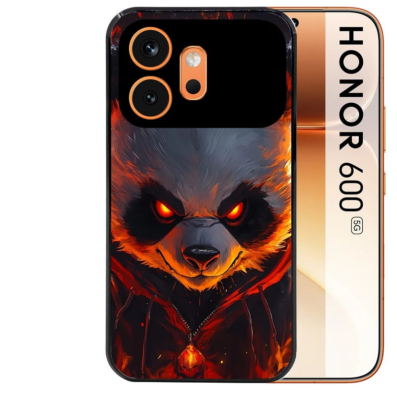Coque noire taperso pour Honor 600 et 600 PRO avec motif panda very angry protection antichoc personnalisée