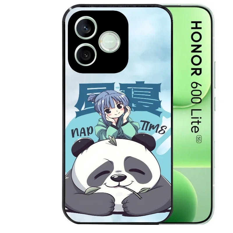 Coque noire pour Honor 600 LITE avec motif panda anime protection antichoc personnalisée
