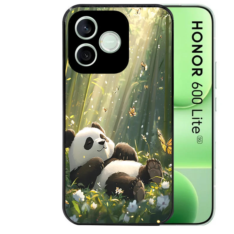 Coque noire pour Honor 600 LITE avec motif panda bambou protection antichoc personnalisée