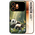 Coque noire taperso pour Honor 600 et 600 PRO avec motif panda bambou protection antichoc personnalisée