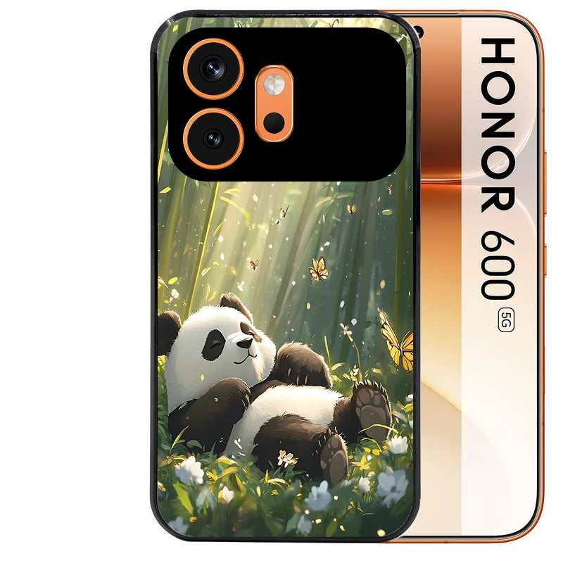 Coque noire taperso pour Honor 600 et 600 PRO avec motif panda bambou protection antichoc personnalisée