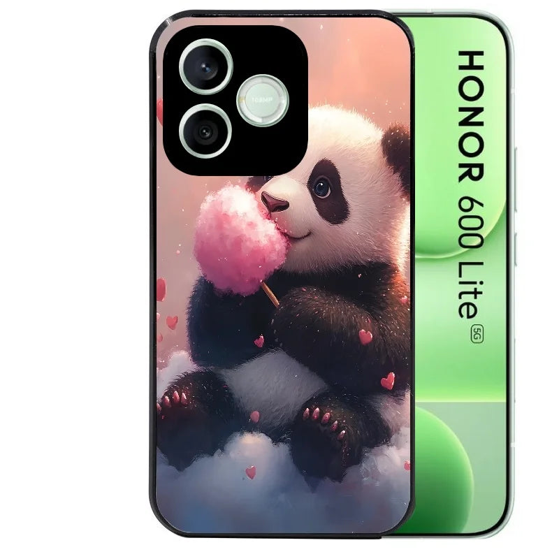 Coque noire pour Honor 600 LITE avec motif panda bonbon protection antichoc personnalisée
