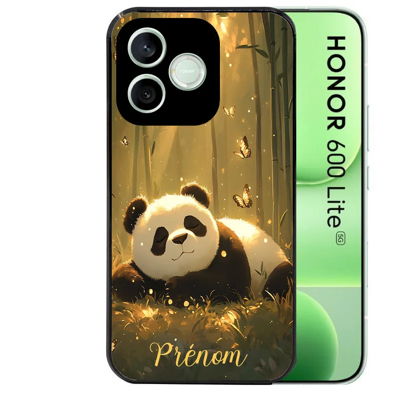 Coque noire pour Honor 600 LITE avec motif panda et papillon personnaliséee protection antichoc personnalisée