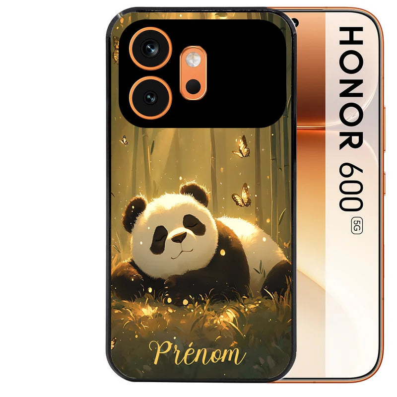 Coque noire taperso pour Honor 600 et 600 PRO avec motif panda et papillon personnalisee protection antichoc personnalisée