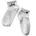 Chaussette courte personnalisée panda disponible en blanc, rose, vert, jaune, violet et bleu