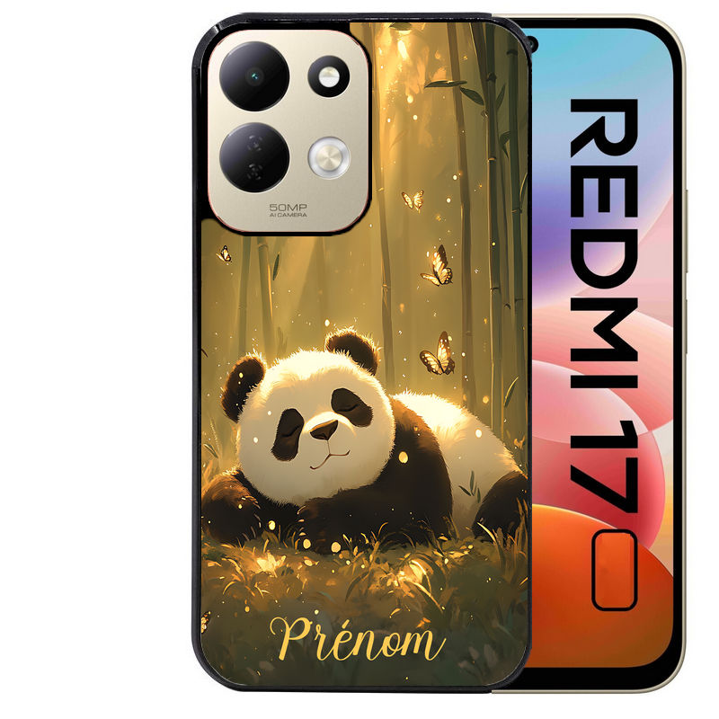 Coque pour Redmi 17 et 17C 4G 5G personnalisée panda et papillon