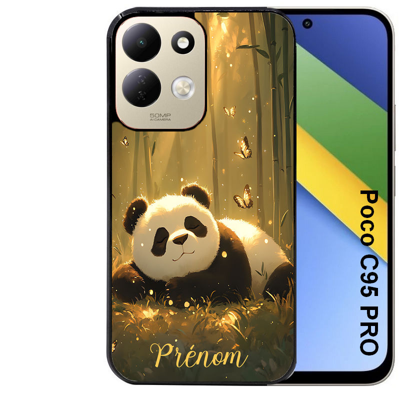Coque pour POCO C95 PRO personnalisée panda et papillon