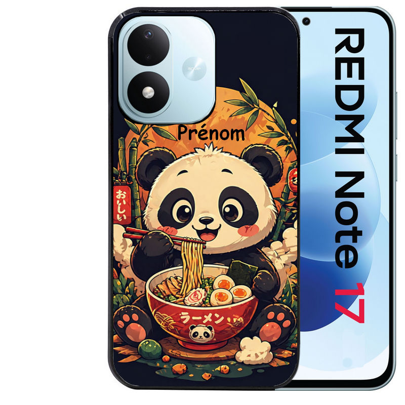 Coque pour Redmi Note 17 et PRO 4G 5G Max personnalisée panda et ramen