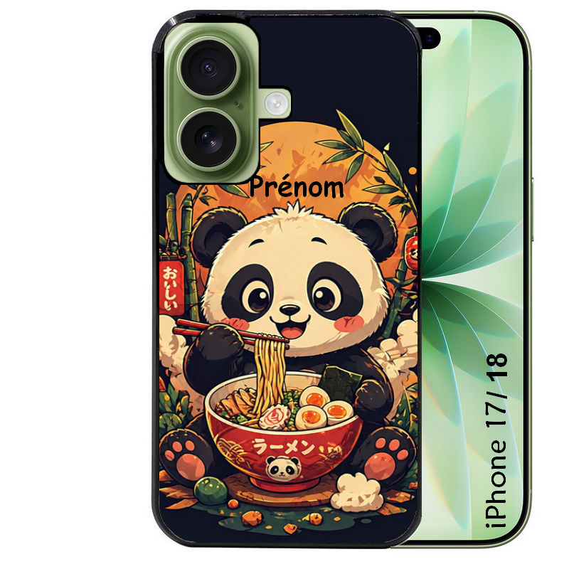 Coque pour Iphone 18 / PRO / PRO MAX / 18E personnalisée panda et ramen