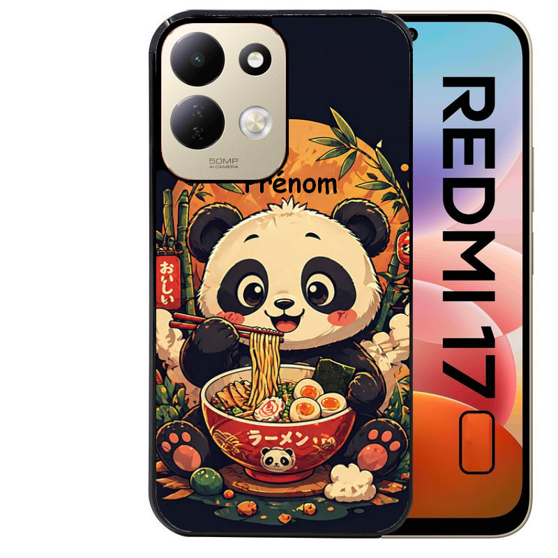 Coque pour Redmi 17 et 17C 4G 5G personnalisée panda et ramen