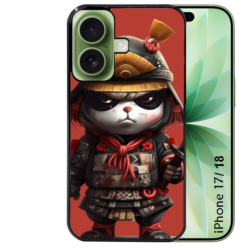 Coque pour Iphone 18 / PRO / PRO MAX / 18E panda et samourai
