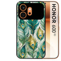 Coque noire taperso pour Honor 600 et 600 PRO avec motif paon plumes protection antichoc personnalisée