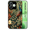 Coque noire pour Honor 600 LITE avec motif paon tropical protection antichoc personnalisée