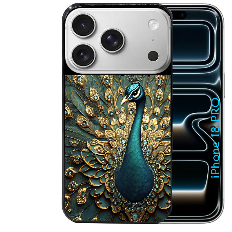 Coque pour Iphone 18 / PRO / PRO MAX / 18E paon bijoux