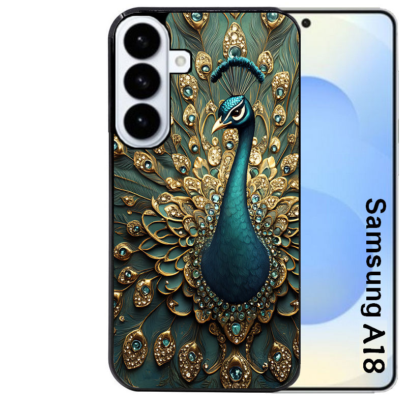 Coque pour Galaxy A08 A18 A28 A38 A58 paon bijoux