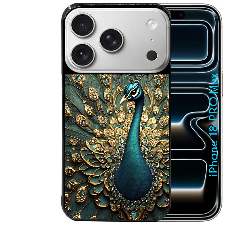 Coque pour Iphone 18 / PRO / PRO MAX / 18E paon bijoux