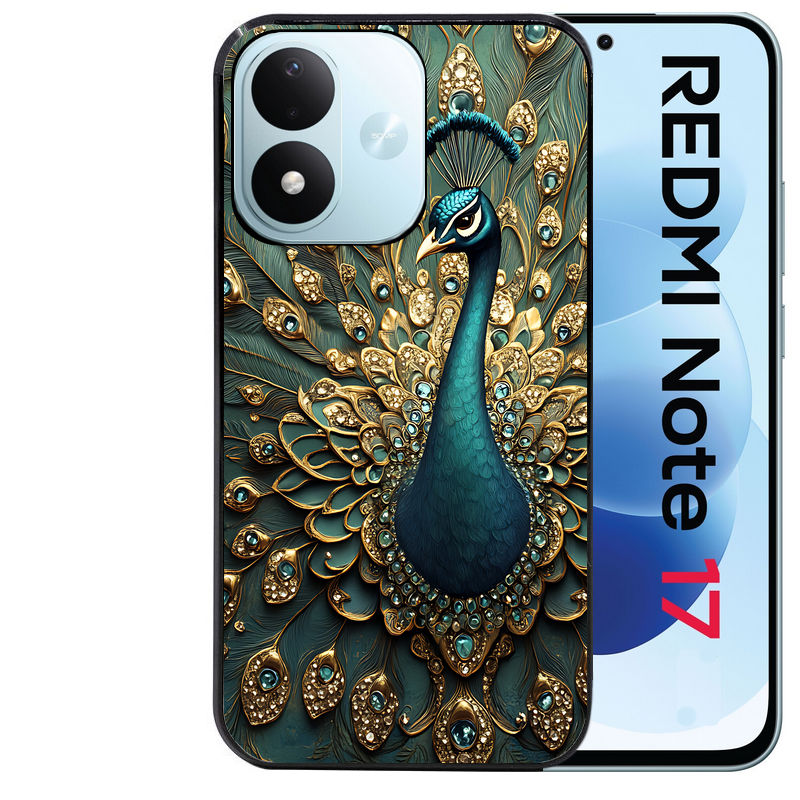Coque pour Redmi Note 17 et PRO 4G 5G Max paon bijoux