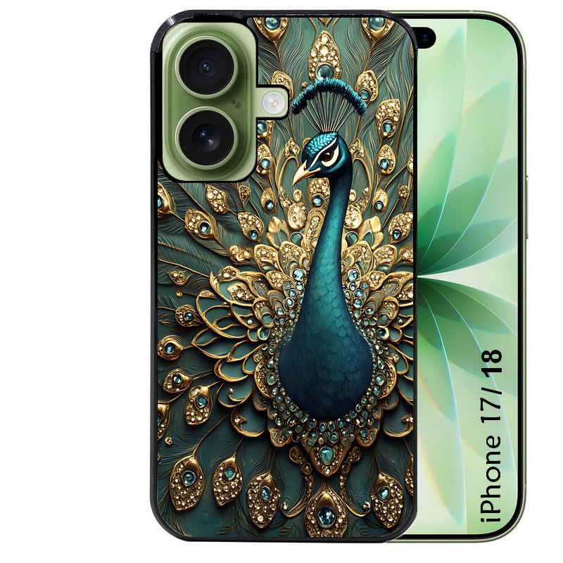 Coque pour Iphone 18 / PRO / PRO MAX / 18E paon bijoux