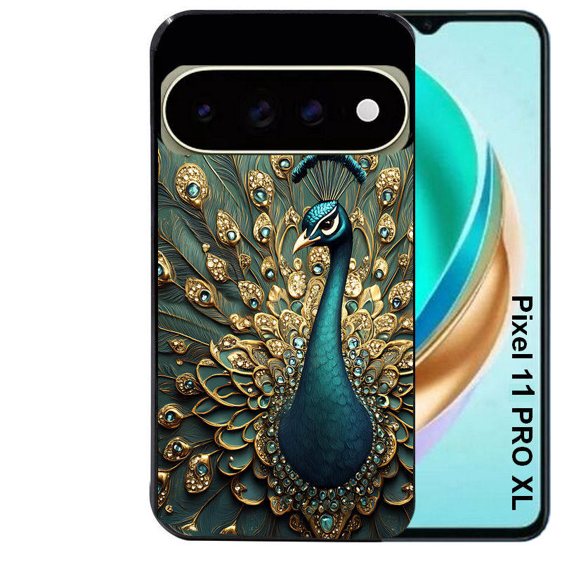 Coque pour Pixel 10 / 11 / PRO / XL paon bijoux