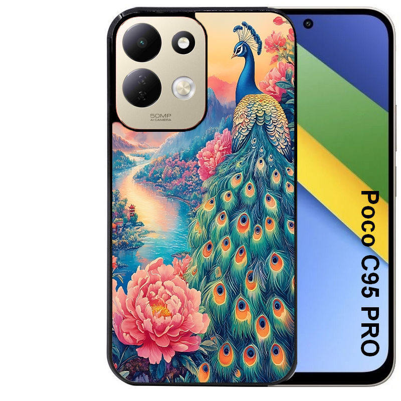 Coque pour POCO C95 PRO paon japan