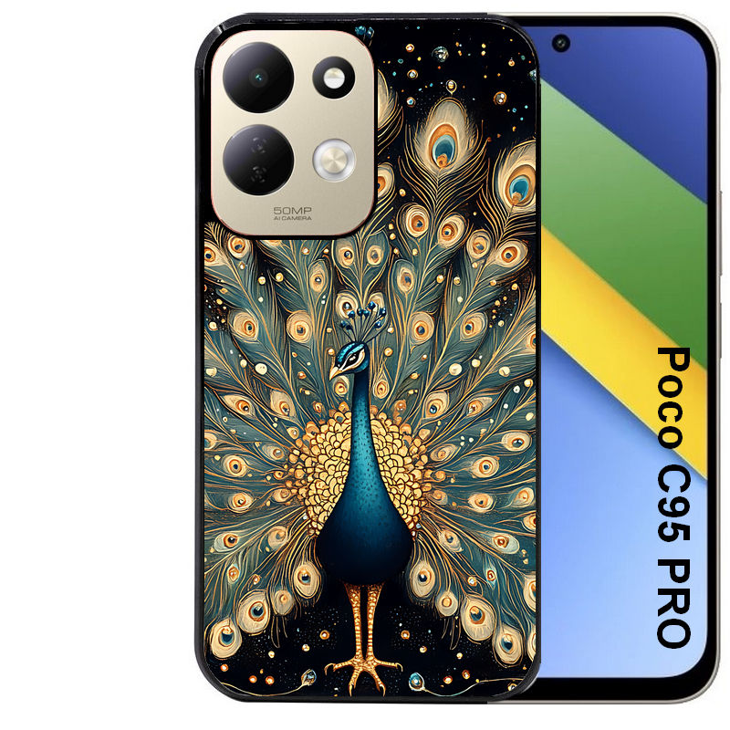 Coque pour POCO C95 PRO paon mandala