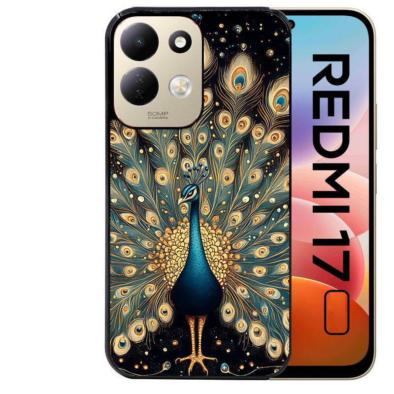 Coque pour Redmi 17 et 17C 4G 5G paon mandala